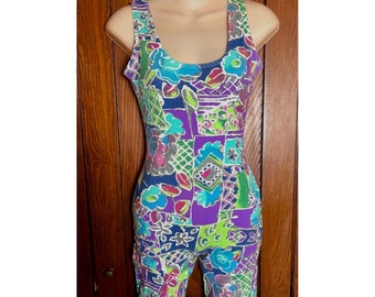 Vintage 80s 90s Marika Unitard Leotard Bicycle Shorts Large Workout