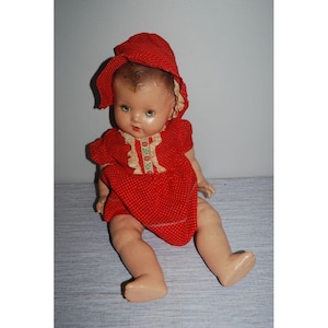 Vintage Creepy Composition Doll 20" with Teeth Jointed Halloween Prop