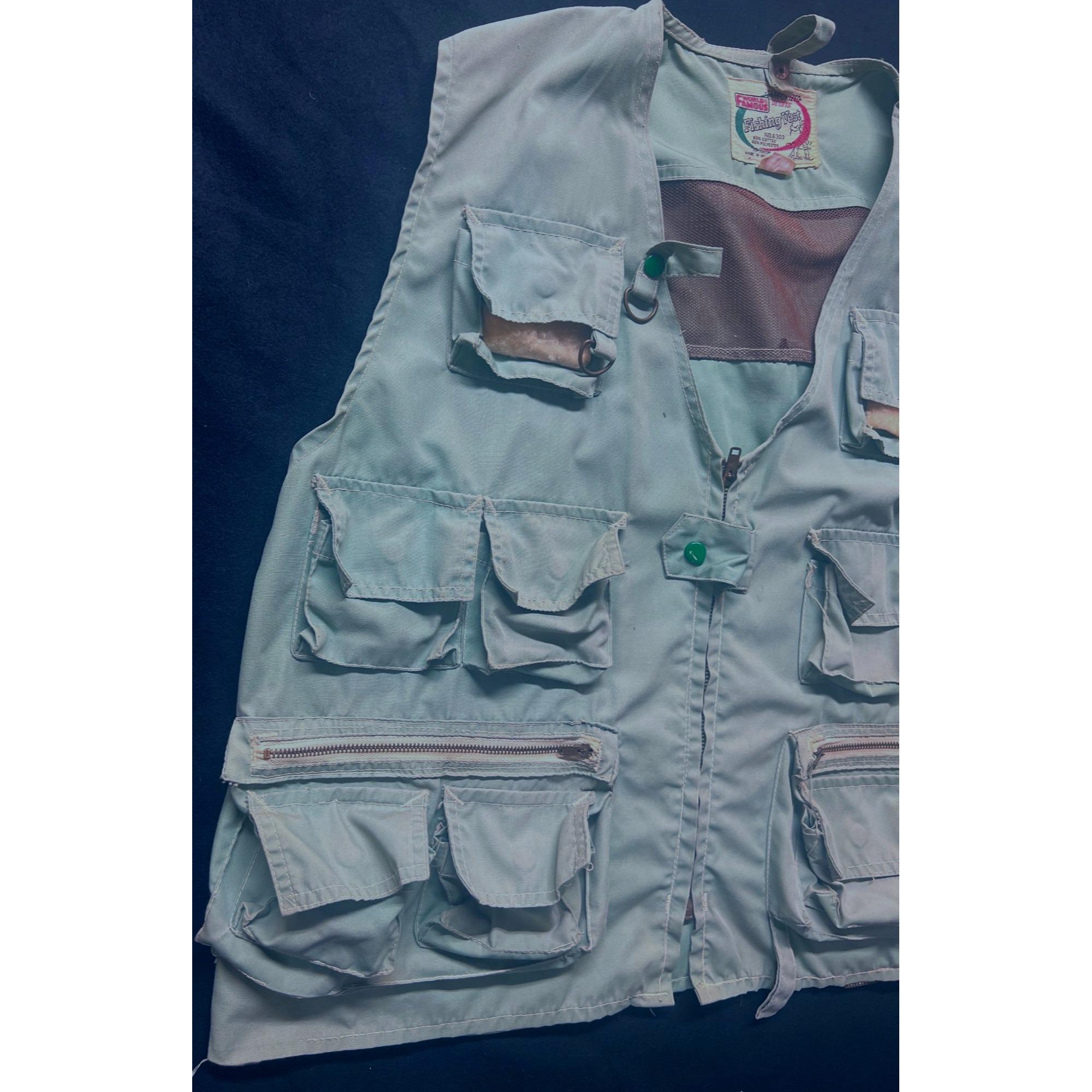 Vintage World Famous Fishing Vest Sanforized Deluxe 6303 Mens