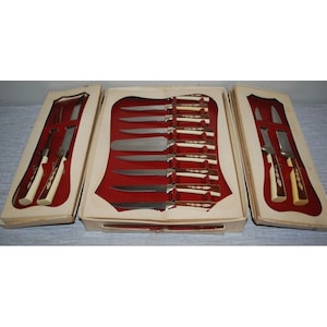 Vintage Sheffield 19 Piece Cutlery Knife Set Treasure Chest Stainless Steel England