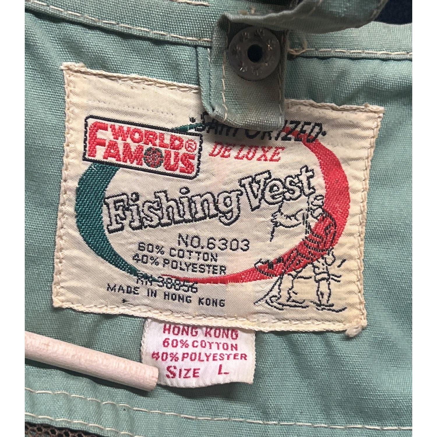 Vintage World Famous Fishing Vest Sanforized Deluxe 6303 Mens
