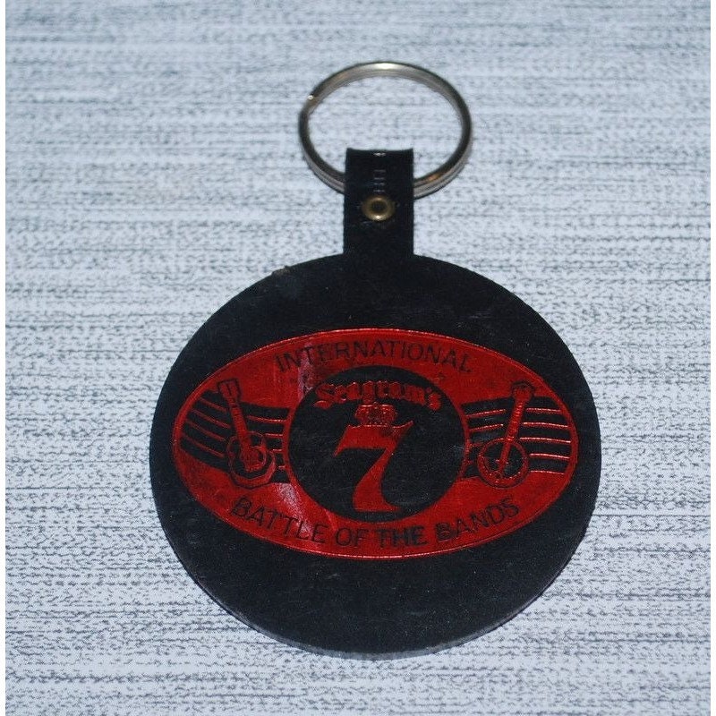 Vintage Seagram's 7 Battle of the Bands Vinyl Record Keychain