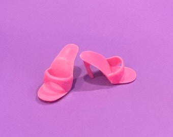 Vintage Barbie or Clone Shoes High Heel Mules Rose Pink Hong Kong