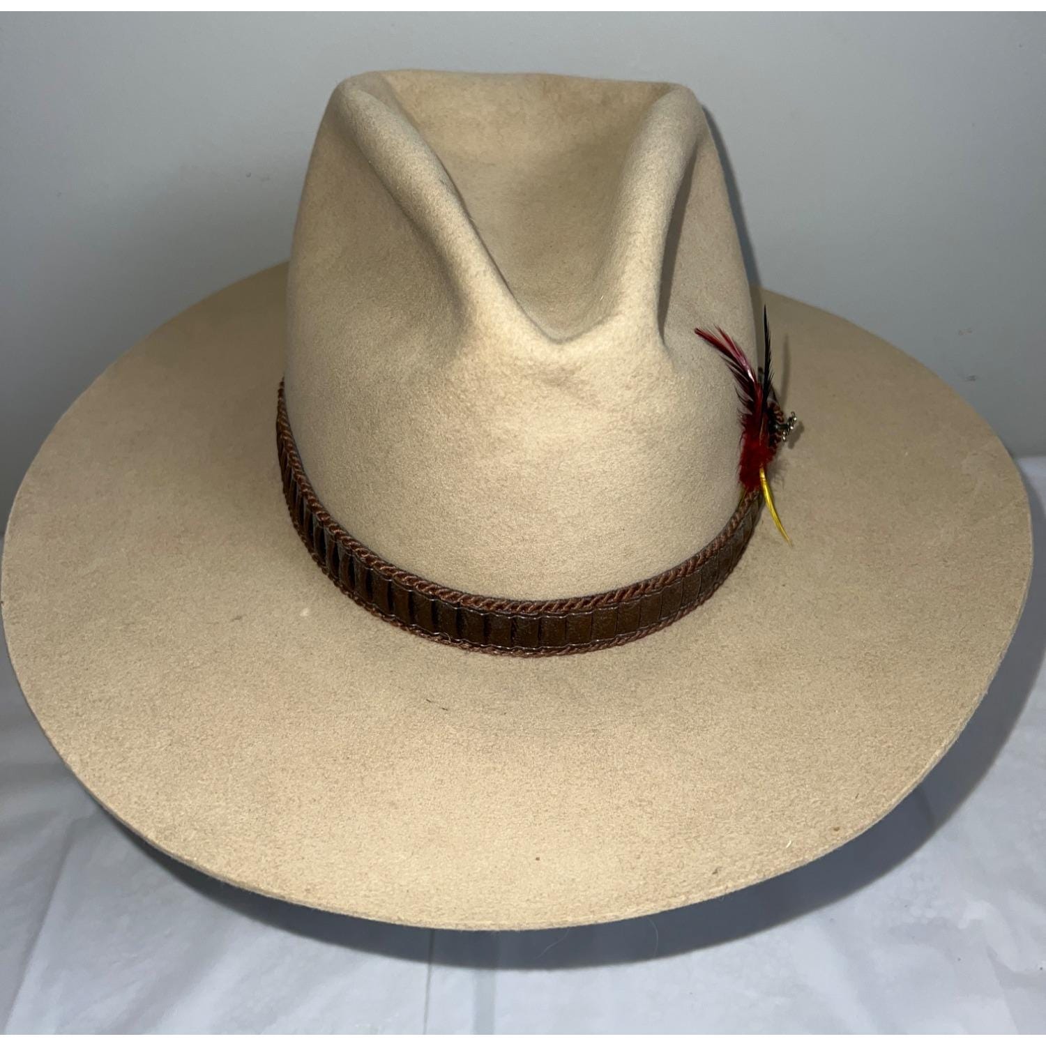 ステットソン 50s Vintage 3X BEAVER 1/4 58cm Vintage Stetson Hat 3X Beaver Tan Cowboy Western Brimmed Feather