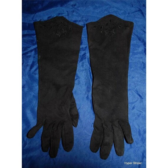 Vintage Ladies Black Gloves Evening Long West Ger… - image 1