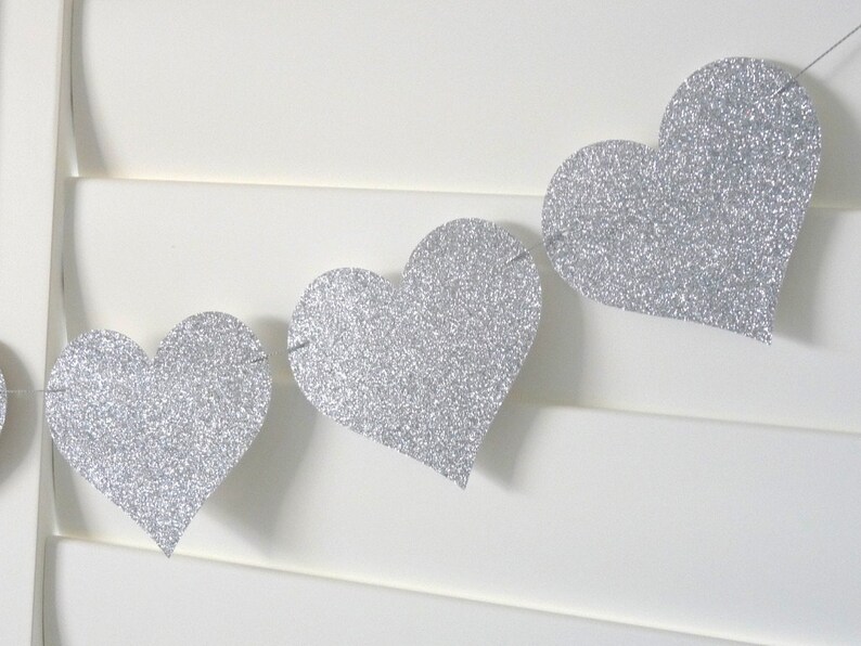 Bridal Shower decoration Gold glitter Wedding Engagement LOVE HEART Banner Bunting Garland Wedding Banner
