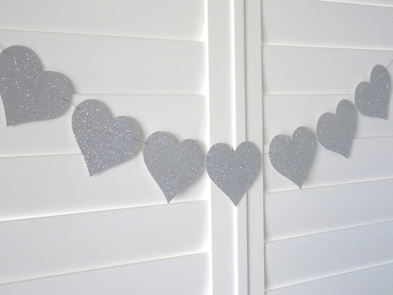 Bridal Shower decoration Gold glitter Wedding Engagement LOVE HEART Banner Bunting Garland Wedding Banner