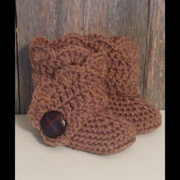 Baby Ugg Boots - Brown Baby Uggs - Crochet Baby Girl Crochet Shoes - Brown Baby Shoes - Crochet Baby Boots