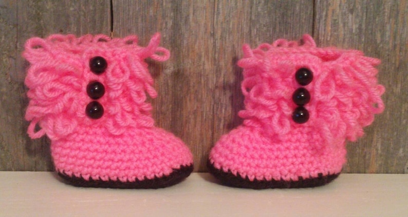 Crocheted FUZZY Pink Ugg Boots Pink Baby Uggs | Etsy