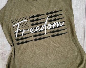 Freedom Tank Top, Pro Second Amendment Tank, Pro 2A, Freedom Fighter, Freedom shirt, American Flag shirt, patriotic shirt
