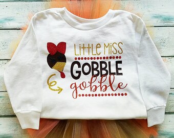 Thanksgiving Outfit, Little Miss Gobble Gobble, Thanksgiving Tutu Set, First Thanksgiving Clothes, Thanksgiving Shirt, Fall outfit, Fall