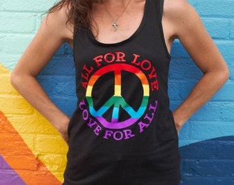 All For Love and Love for all tank top, pride tank tops, LGBTQ tank top