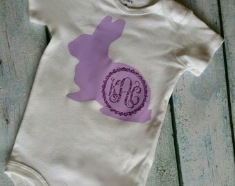 Monogram Bunny Shirt, Easter Shirt, Girls Easter Shirt, Babys Easter, Personalized easter shirt,