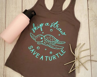 Skip the Straw Save a Turtle Tank Top