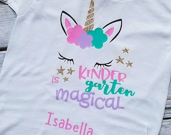 Kindergarten is Magical Shirt, First Day of Kindergarten Shirt, Back to School Shirts, kindergarten shirt, girls unicorn back to school