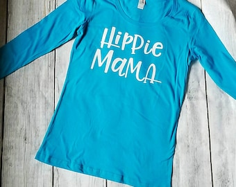 Hippie Mama Langarm, Hippie Mama, crunchy Mama Shirt, crunchy mama, long sleeve te, Mama Shirt Mama, Muttertag Geschenk, trendy Shirt