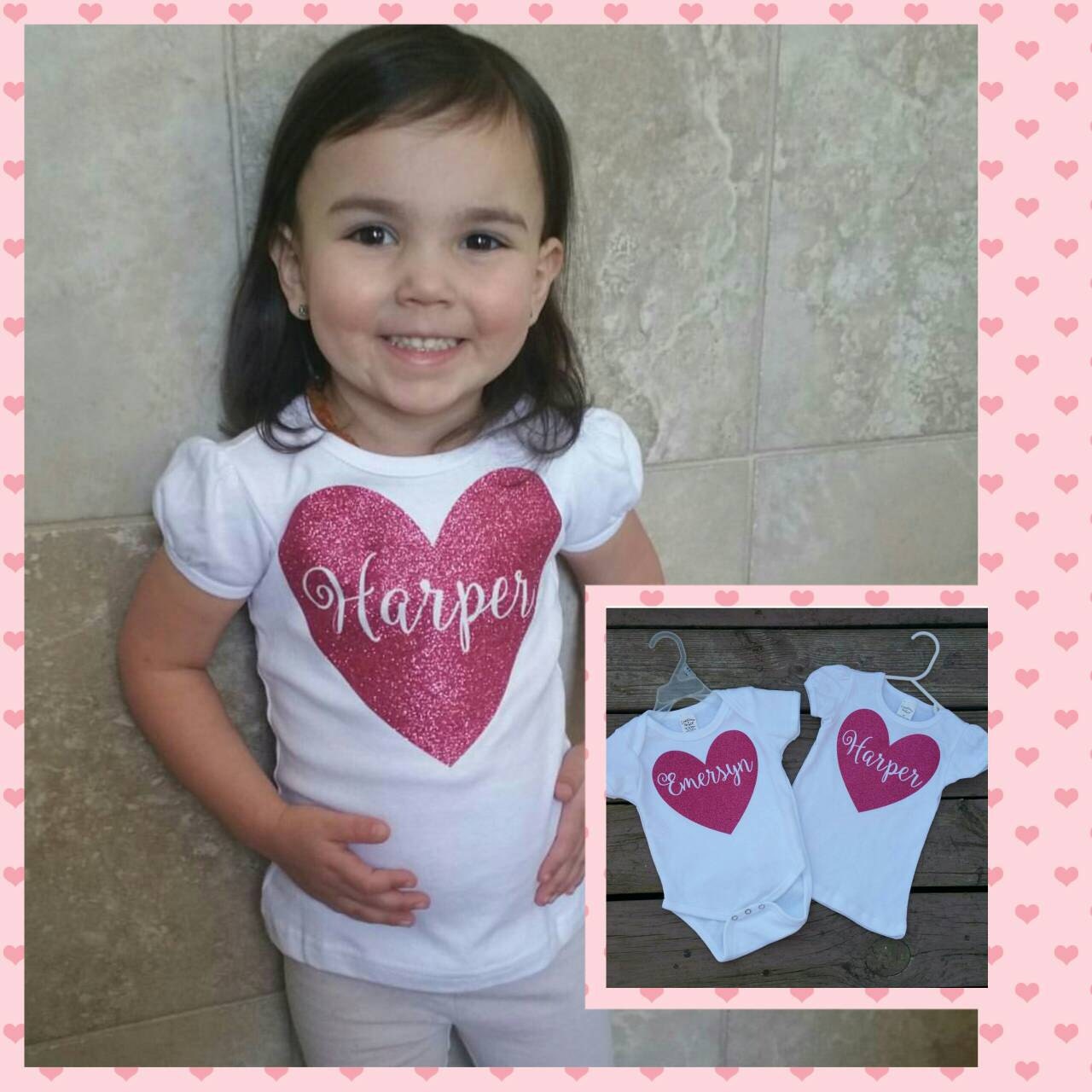Glitter Heart Name Cutout Heart Shirt / TShirt / Glitter Etsy