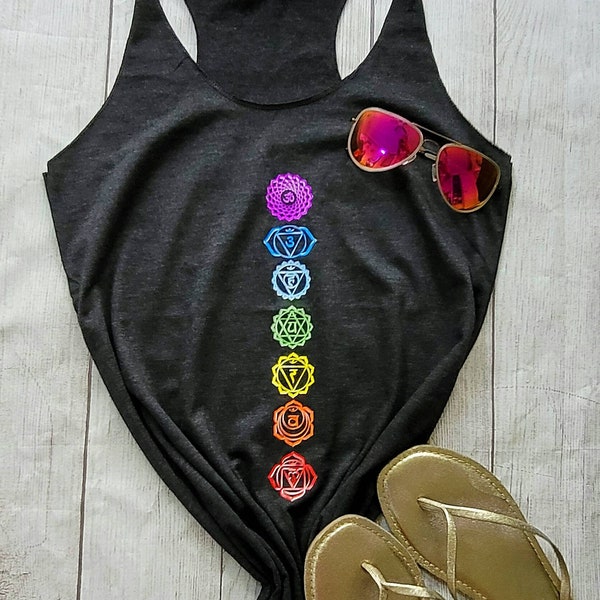 Chakra Tank top, chakra shirt, crystal healing, yogi tank, yoga tank