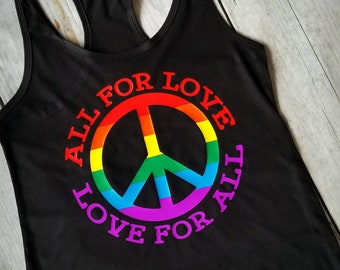 All For Love and Love for all tank top, pride tank tops, LGBTQ tank top