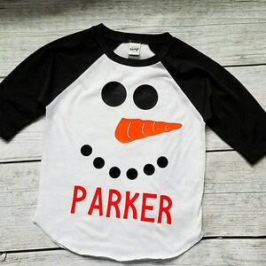 Snowman Shirt, Kids Snowman Shirt, Snowman Tee, Snowman baseball shirt, winter Shirt, Christmas Shirt, Kids Christmas Shirt, holiday shirt