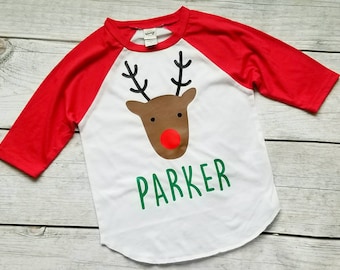 Rentier Shirt, Kinder Weihnachts Shirt, Rudolph Shirt, Weihnachten Raglan, Jugend Weihnachten Baseball T-Shirt, Kinder Weihnachten Shirt, Rudolph Shirt