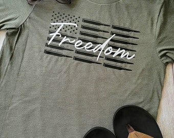 Freedom Tee Shirt, Pro Second Amendment Tee, Pro 2A, Freedom Fighter, Freedom shirt, American Flag shirt, patriotic shirt