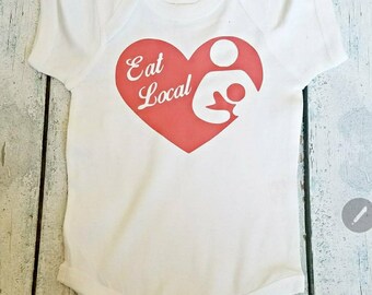 Eet lokaal babyshirt / borstvoedingsshirt / babyshirt / eet lokaal / knapperig shirt / normaliseer borstvoeding / eet lokaal / moedermelk