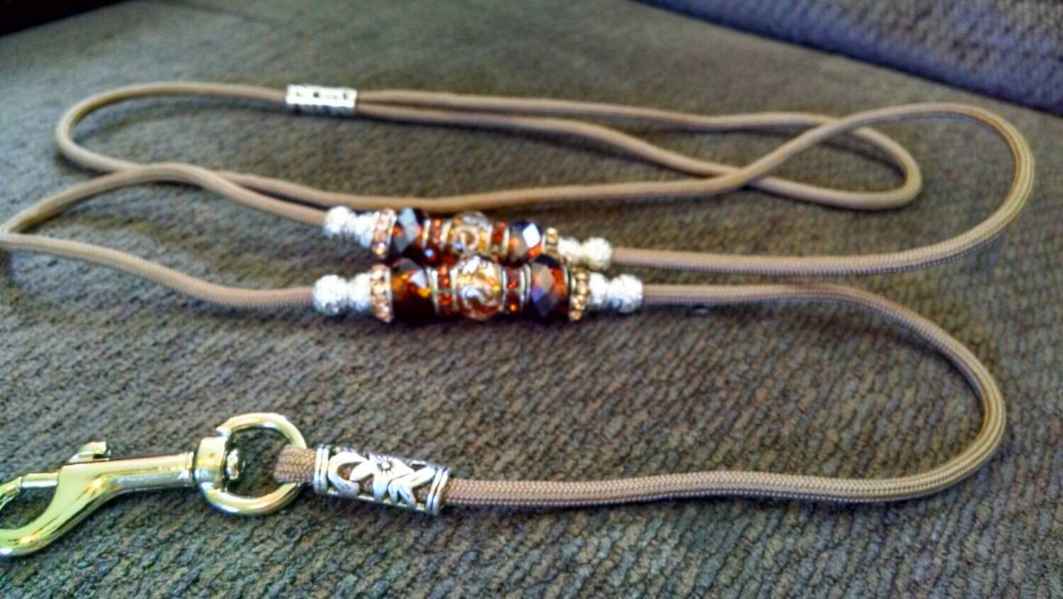 Beaded Paracord Dog Show Lead Dog Leash Brown Gold Sand 4 Feet Etsy