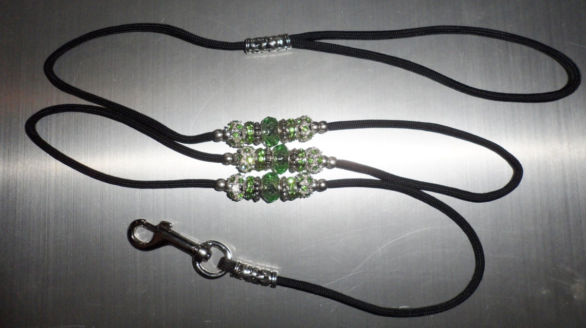 Beaded Paracord Dog Show Lead Dog Leash Green on Black 4 Feet Etsy