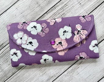 Boho Flower Women's Fabric Wallet, Boho Wallet, Credit Card Holder, Women's Wallet, Minimalist