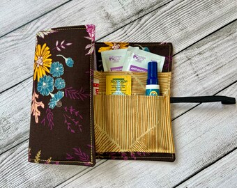 Boho Flower First Aid Fabric Travel Kit, Fabric Travel Roll, First Aid, First Aid Kit, Hiking Kit