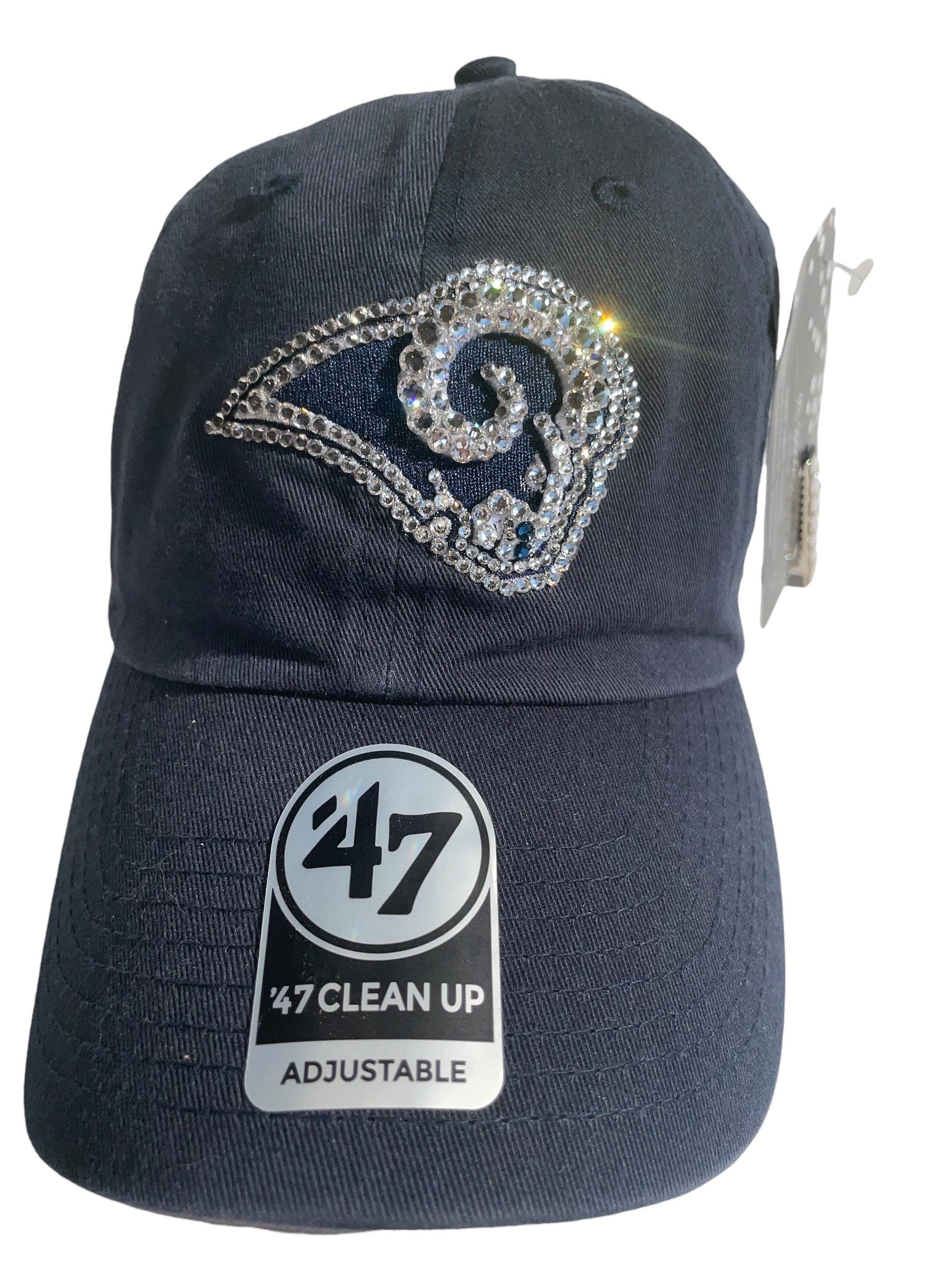 NFL St. Louis Rams Official Hat with Swarovski Rhinestone Bling St Louis Rams Womens Ball Cap Hat NFL 47 Brand Black Gold  main image 3