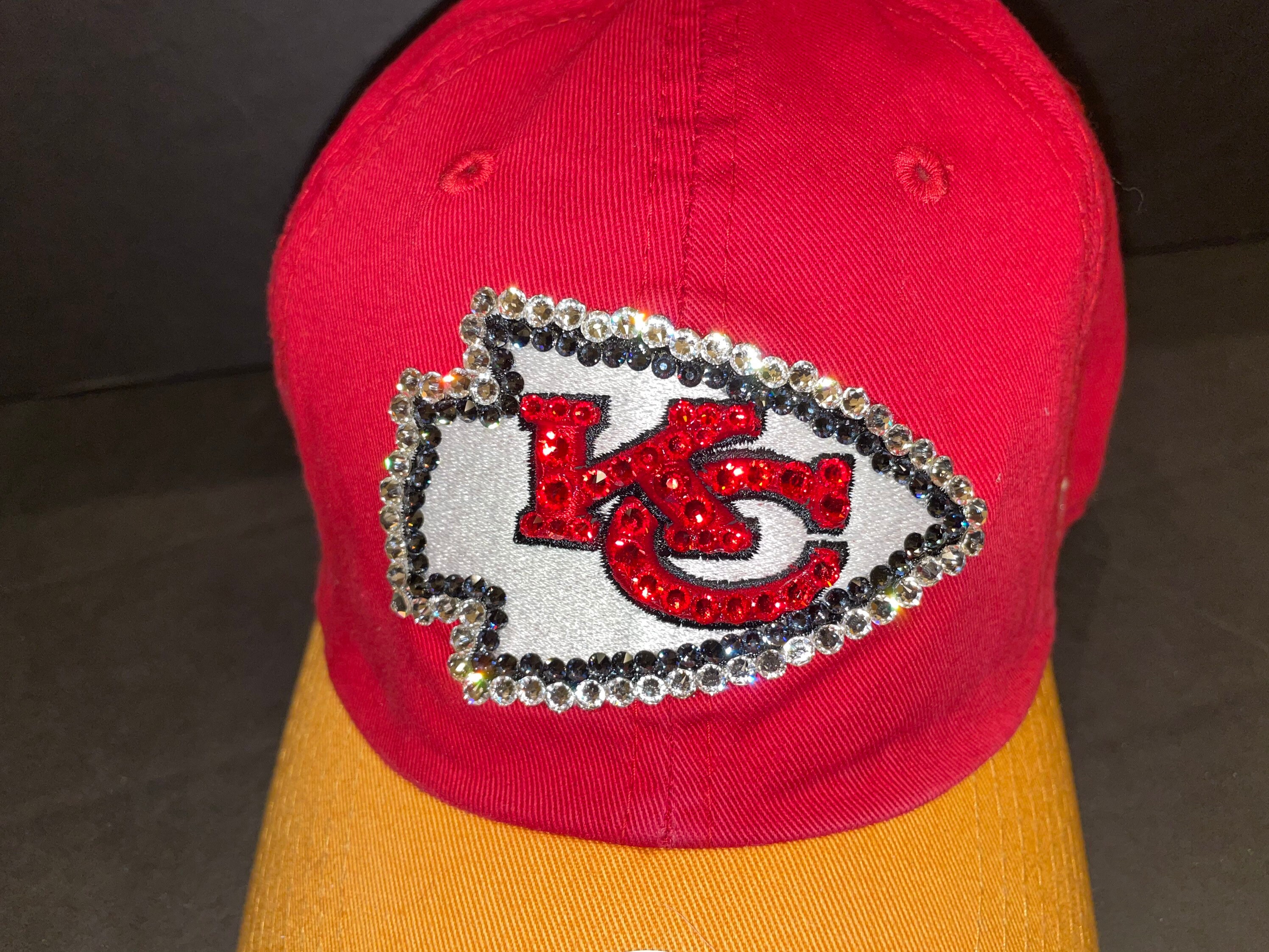 Swarovski crystal bling Kansas City Chiefs adjustable hat | Etsy