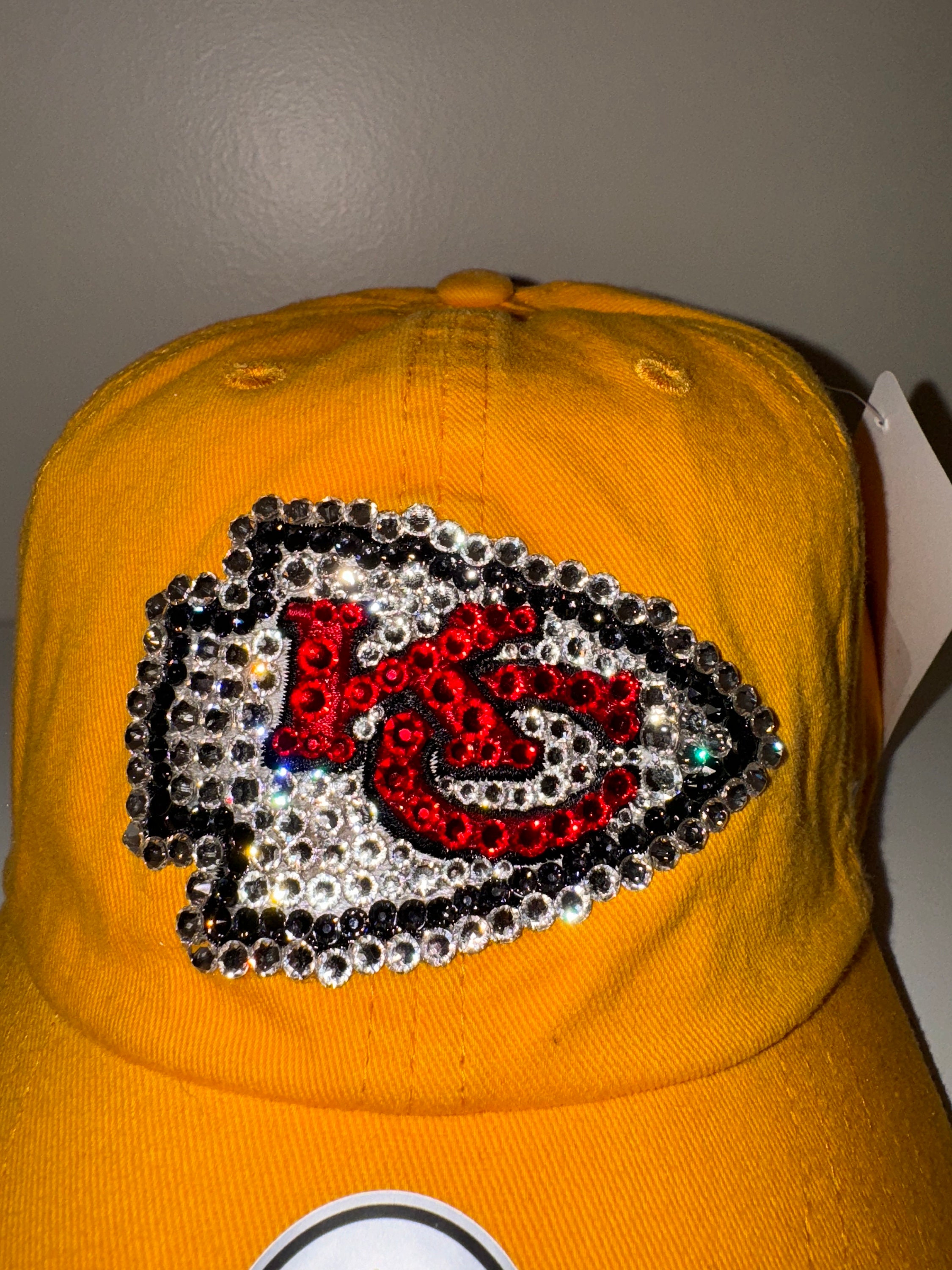 2024 NFL Kansas City  Superbowl Champions  Swarovski Crystal Bling Hat Kansas City CHIEFS Black Bling Hat: SWAROVSKI Crystal Hand  main image 3