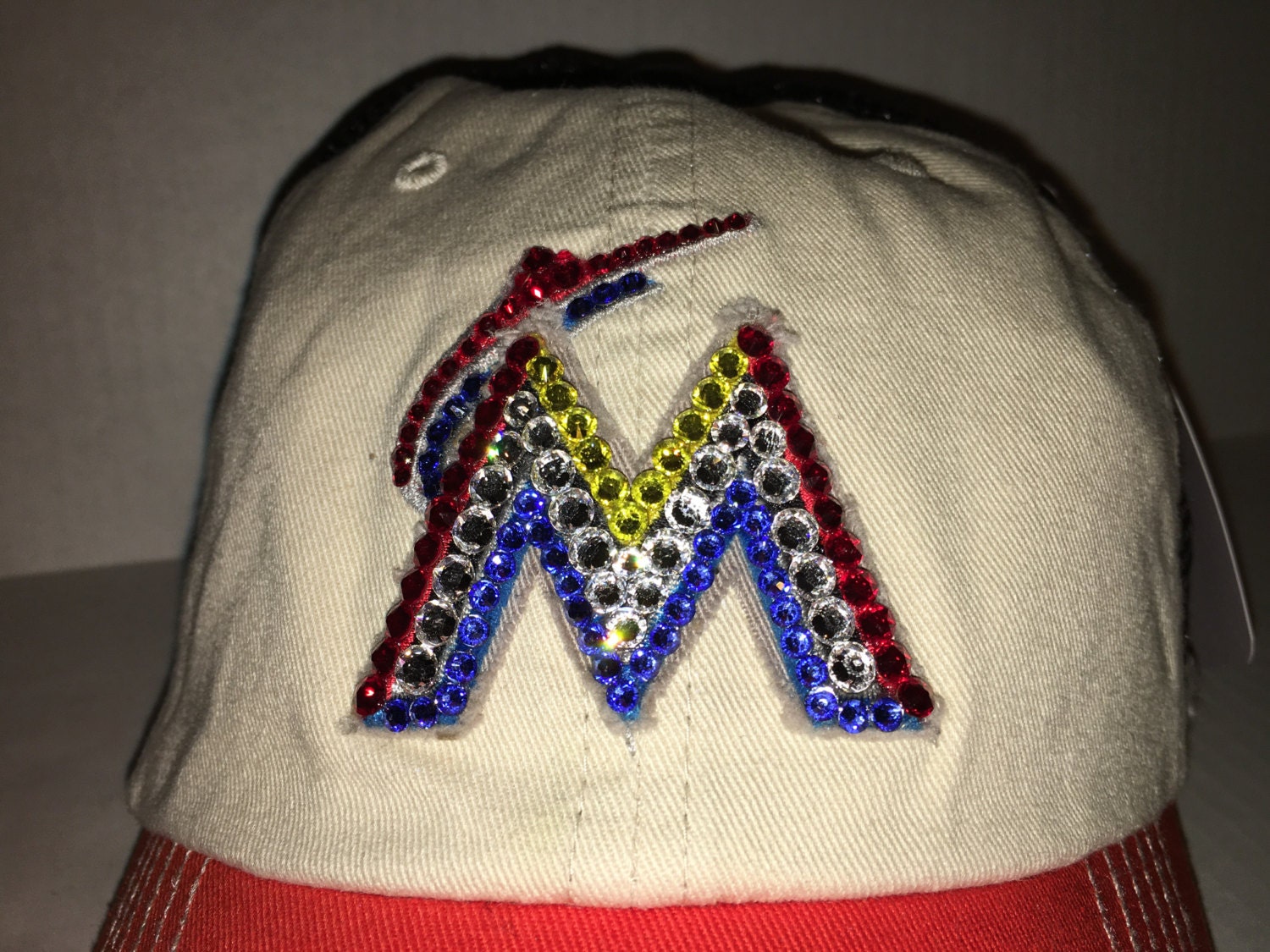 Swarovski Crystal Bling Miami Marlins Adjustable Hat - Etsy