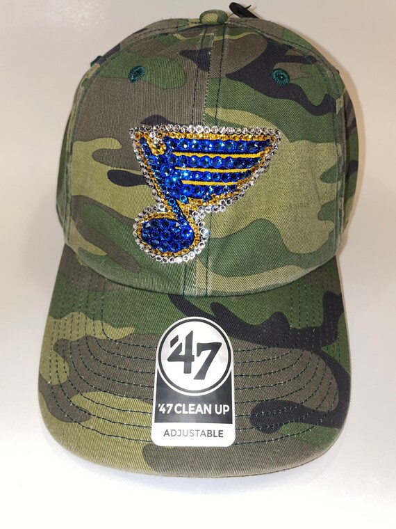 Swarovski Crystal Bling St. Louis Bluess Adjustable Camo Hat 