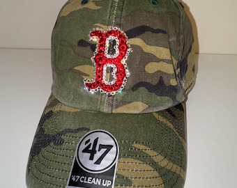 Swarovski crystal bling Boston Red Sox adjustable camo hat