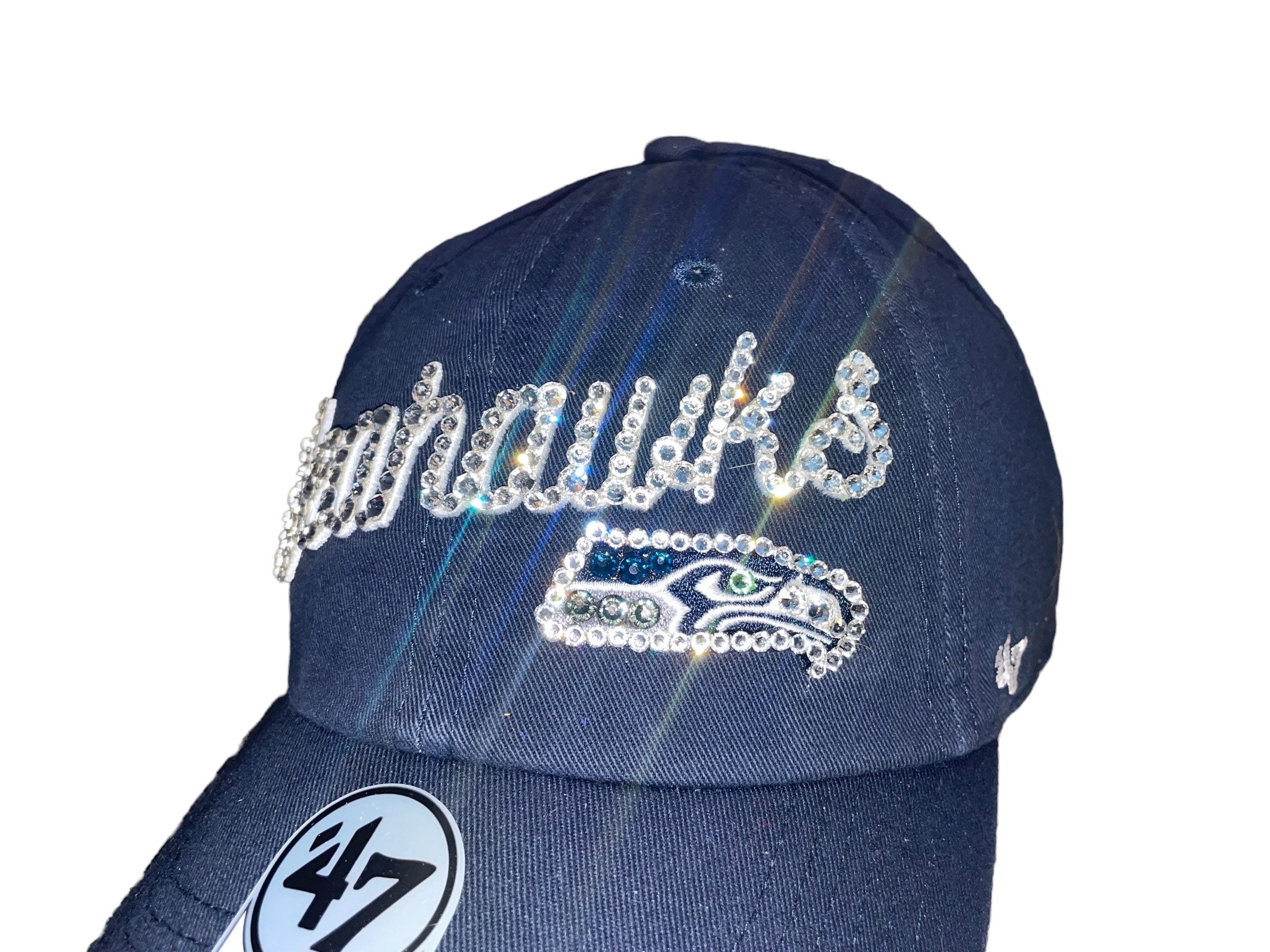 Swarovski Crystal Bling Seattle Seahawks Adjustable Hat - Etsy display picture 2
