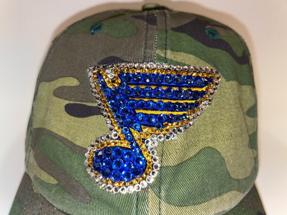 Camouflaged Hat With Genuine Swarovski Crystals Swarovski Crystal Bling St. Louis Bluess Adjustable Camo Hat  main image 2