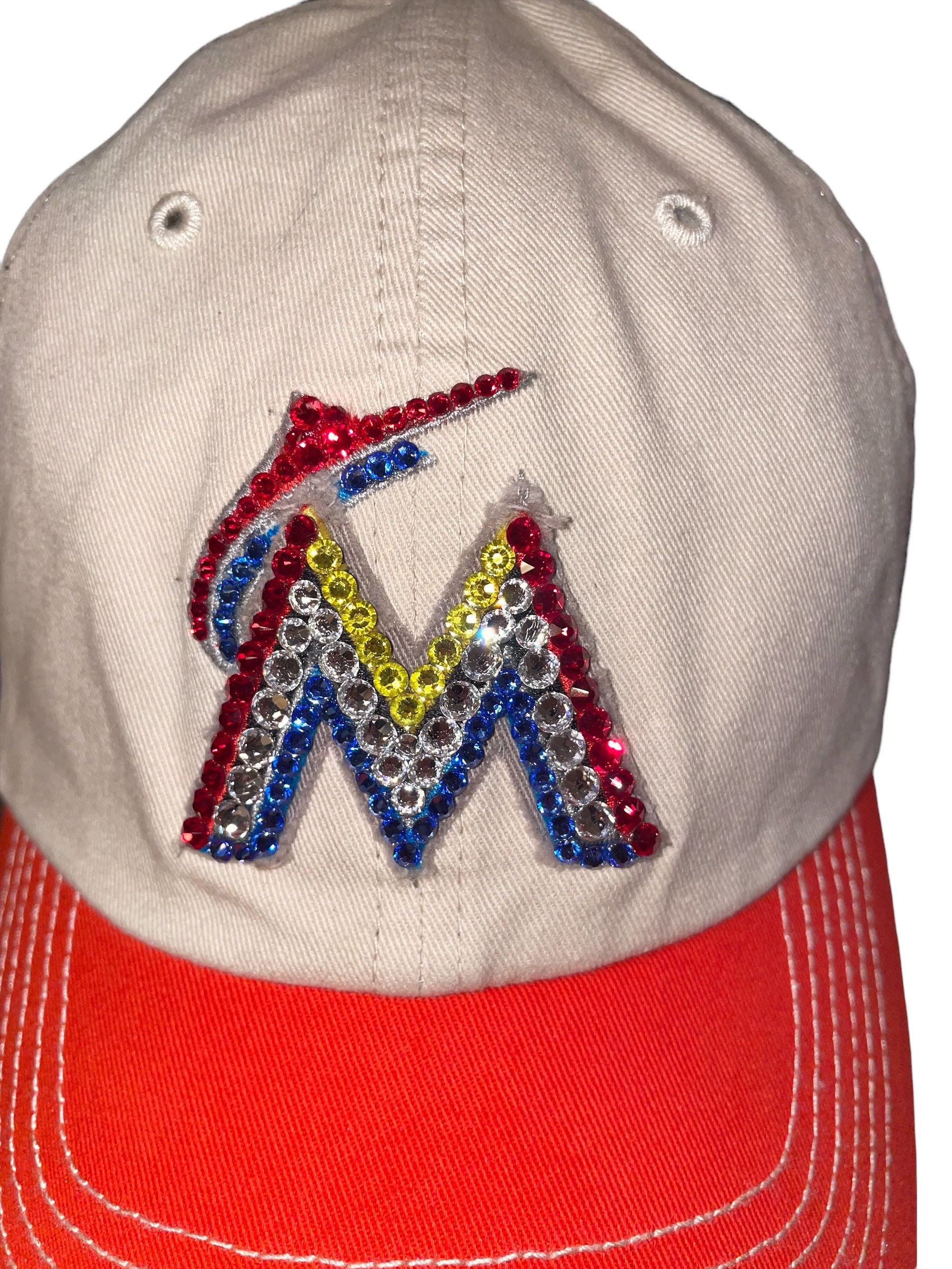 Florida Marlins Swarovski crystal embellished adjustable hat Swarovski Crystal Bling Miami Marlins Adjustable Hat - Etsy main image 4