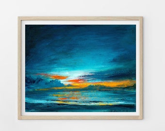 Seascape Print, Ocean Wall Art, Seascape Home Decor, Sunset Art Print