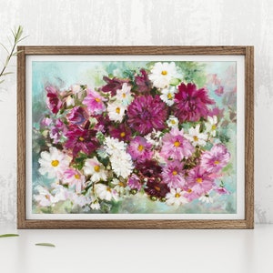 Cosmos Floral Print, Flower Wall Art, Home Decor, Flower illustration
