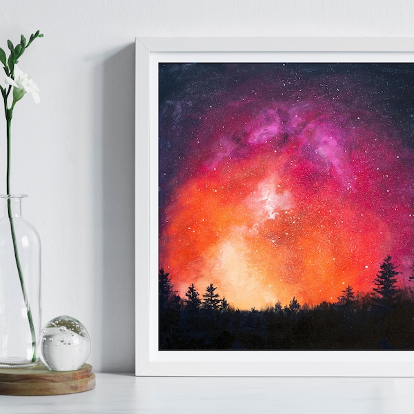 Nebula Painting, Space Print, Aurora Borealis par Katie Jobling