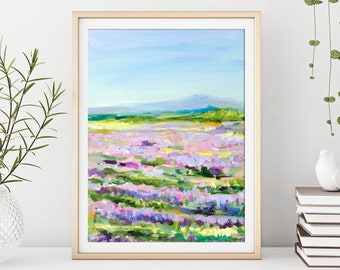 Lavender Fields Print, Landscape Scenery Wall Art, Lavender Decor