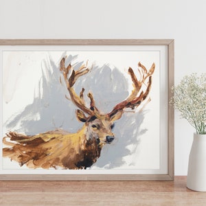 Stag Art Print Deer Painting Antlers by Katie Jobling