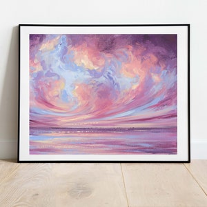 Dreamy Seascape Art Print, Pastel Ocean Painting, Colorful Art Print image 1