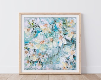 Magnolia Art Print, Floral Painting, Flower wall art, Fresh Morning Painting by Katie Jobling