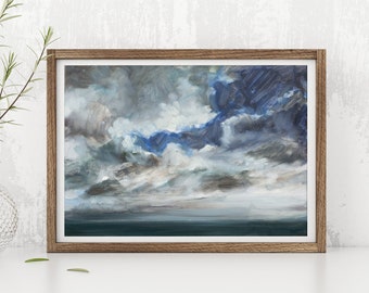 Stormy Art Print, Seascape Wall Art, Sky Painting