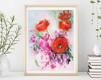 Floral Print, Colorful Art Print, Rose Wall Art par Katie Jobling