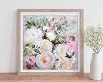 Floral Oil Painting, Flower Prints wall art, Art Print